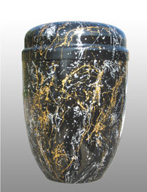 schwarze Stahlurne, gold und silber marmoriert