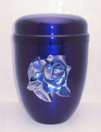 Stahlurne kobaltblau, Rose blau-silber