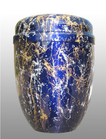 Stahlurne, kobaltblau, gold und silber marmoriert